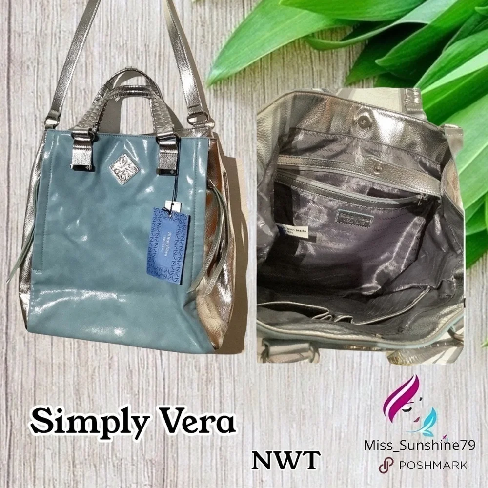 Simply Vera NWT - ice blue silver combination Bag - Picture 1 of 5